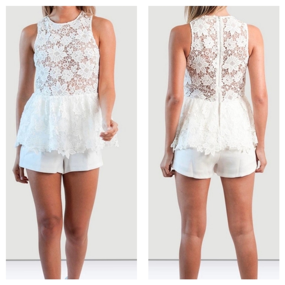Endless Rose Short Peplum romper back zip sz S